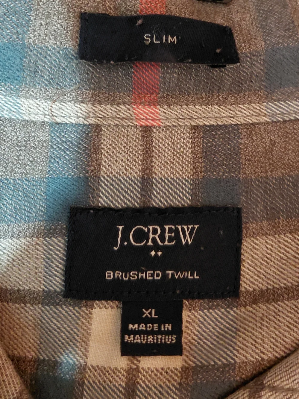 J.crew Men's Brushed Twill Slim Fit Plaid Button Down Shirt Grey SZ-XL